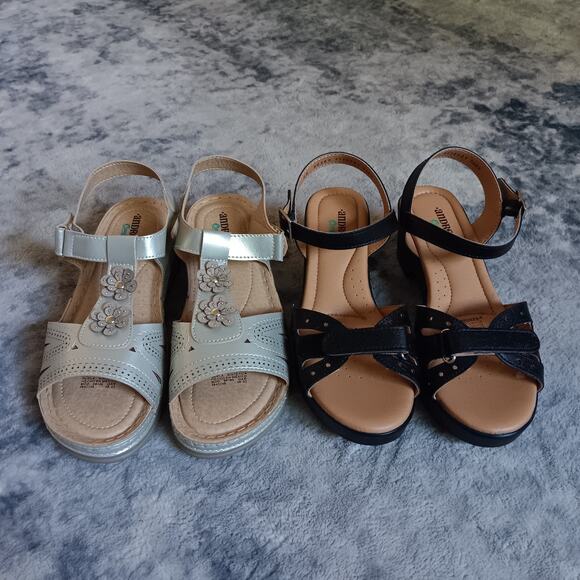 Andrea Comfort Sandals Bundle Of 2 Gold/Black Women's Size 8 NWB - Picture 1 of 16